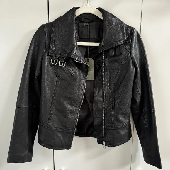 All Saints Belvedere Biker Leather Jacket in Black, Women’s size 4 - Picture 4 of 7